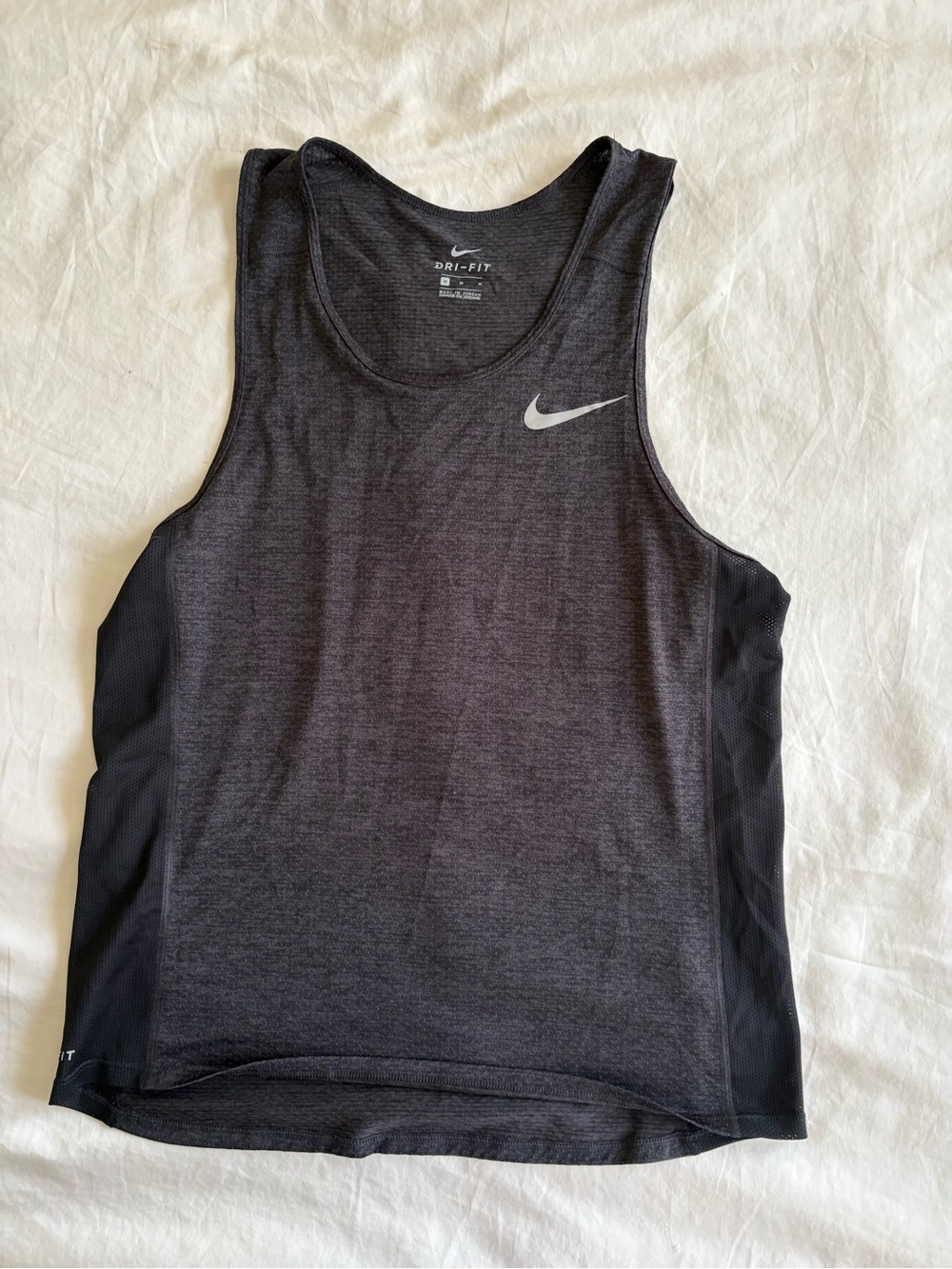 Nike Men’s Dri-FIT Dark Gray/Black athletic Tank with Reflective Swoosh